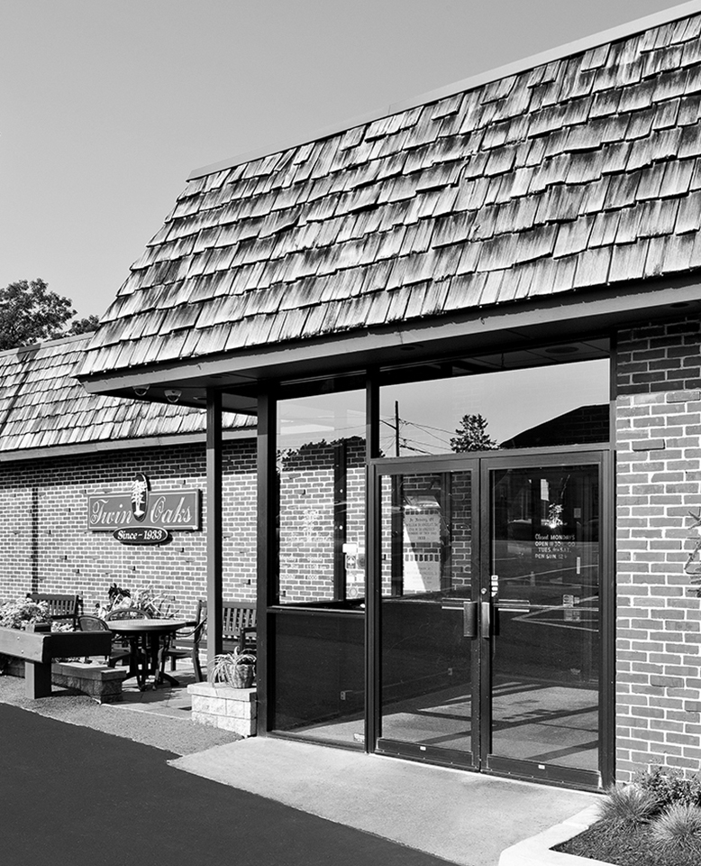 Twin Oaks slider tablet - exterior of building